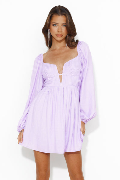 Dress To Express Long Sleeve Mini Dress Lilac