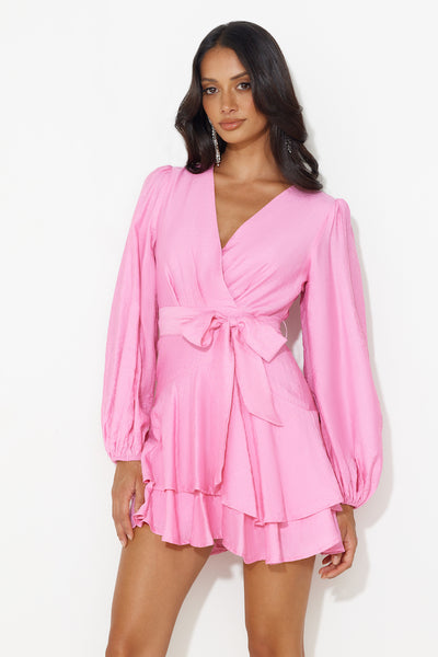 Found The One Long Sleeve Mini Dress Pink