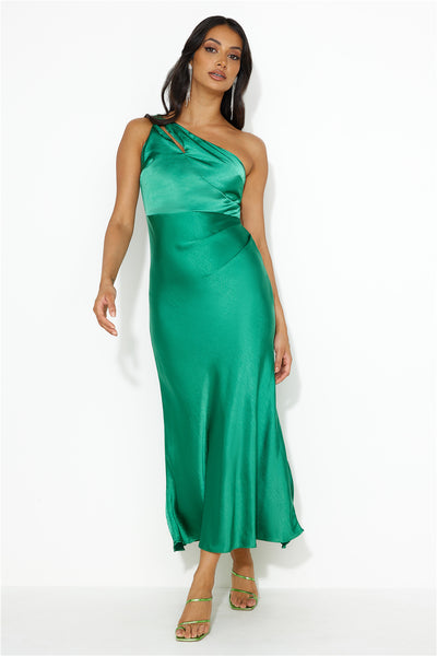 Ready On Time One Shoulder Midi Dress Green