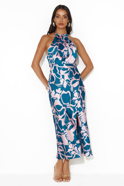 Get On This Level Halter Maxi Dress Blue