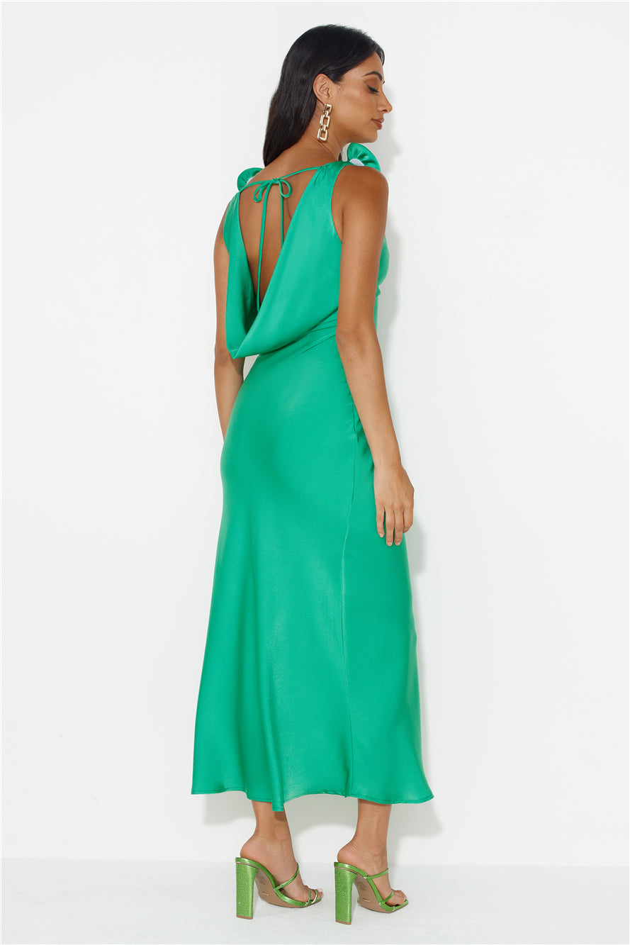 Shop Formal Dress - Event Of All Events Satin Maxi Dress Green third image
