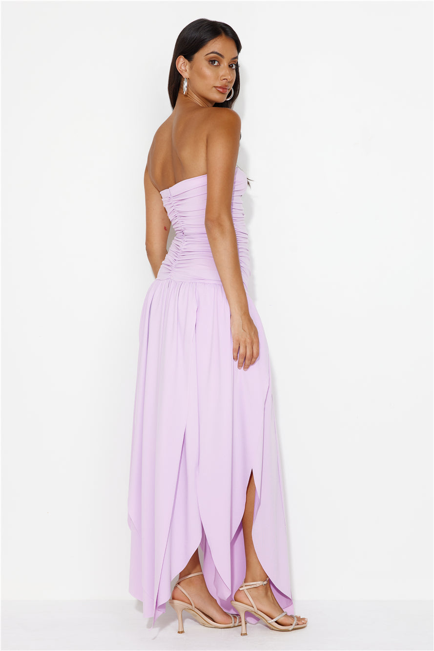 Shop Formal Dress - Spinning Queen Strapless Maxi Dress Lilac fourth image