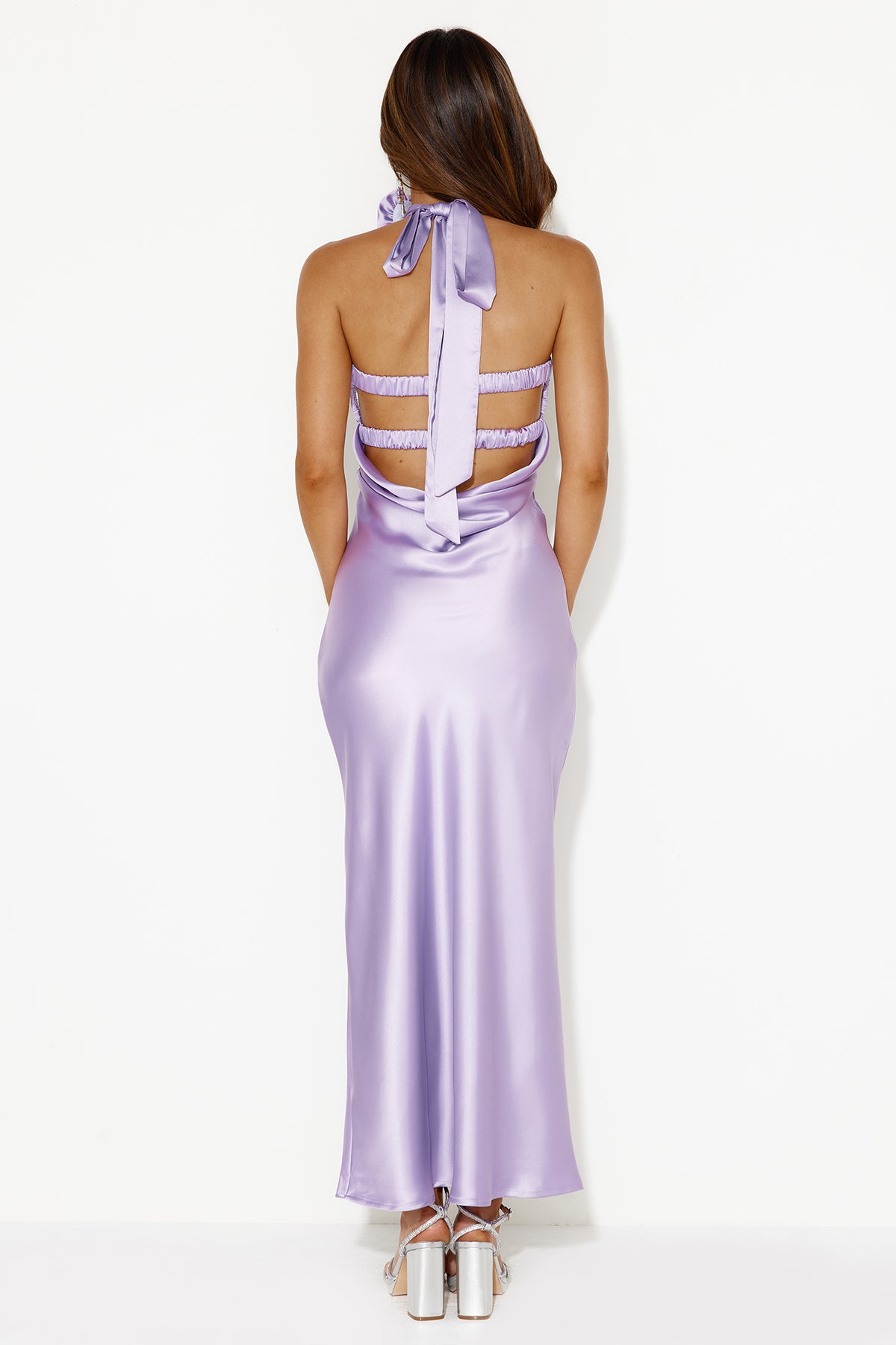 Shop Formal Dress - Trend Lover Satin Maxi Dress Lilac fourth image