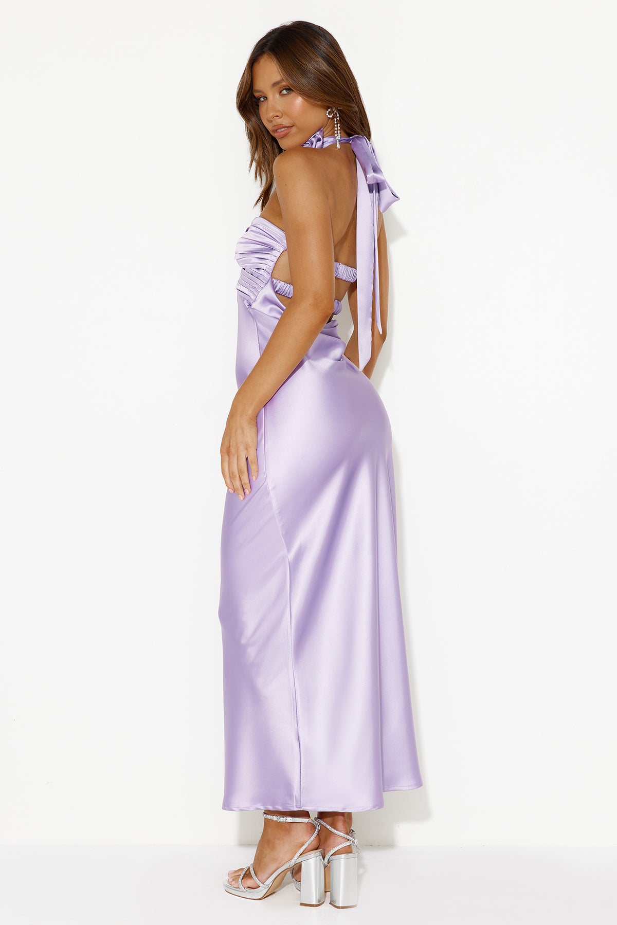 Shop Formal Dress - Trend Lover Satin Maxi Dress Lilac sixth image