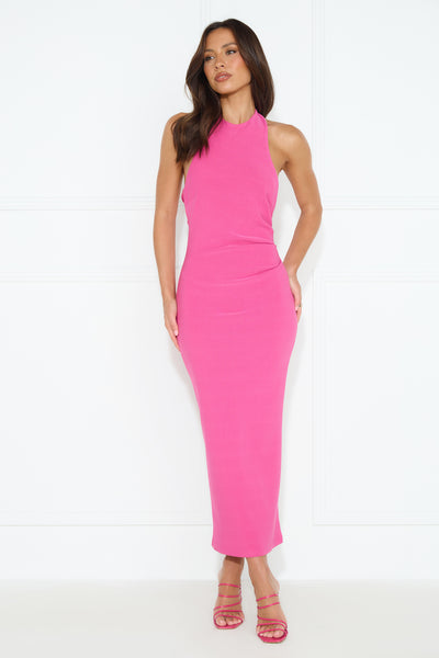 Straight Back To You Halter Maxi Dress Pink