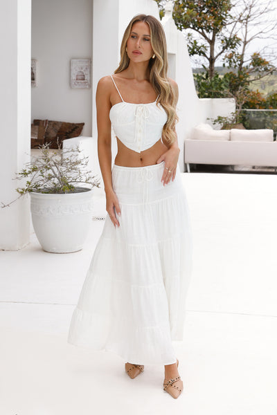 Living On The Coast Linen Blend Maxi Skirt White