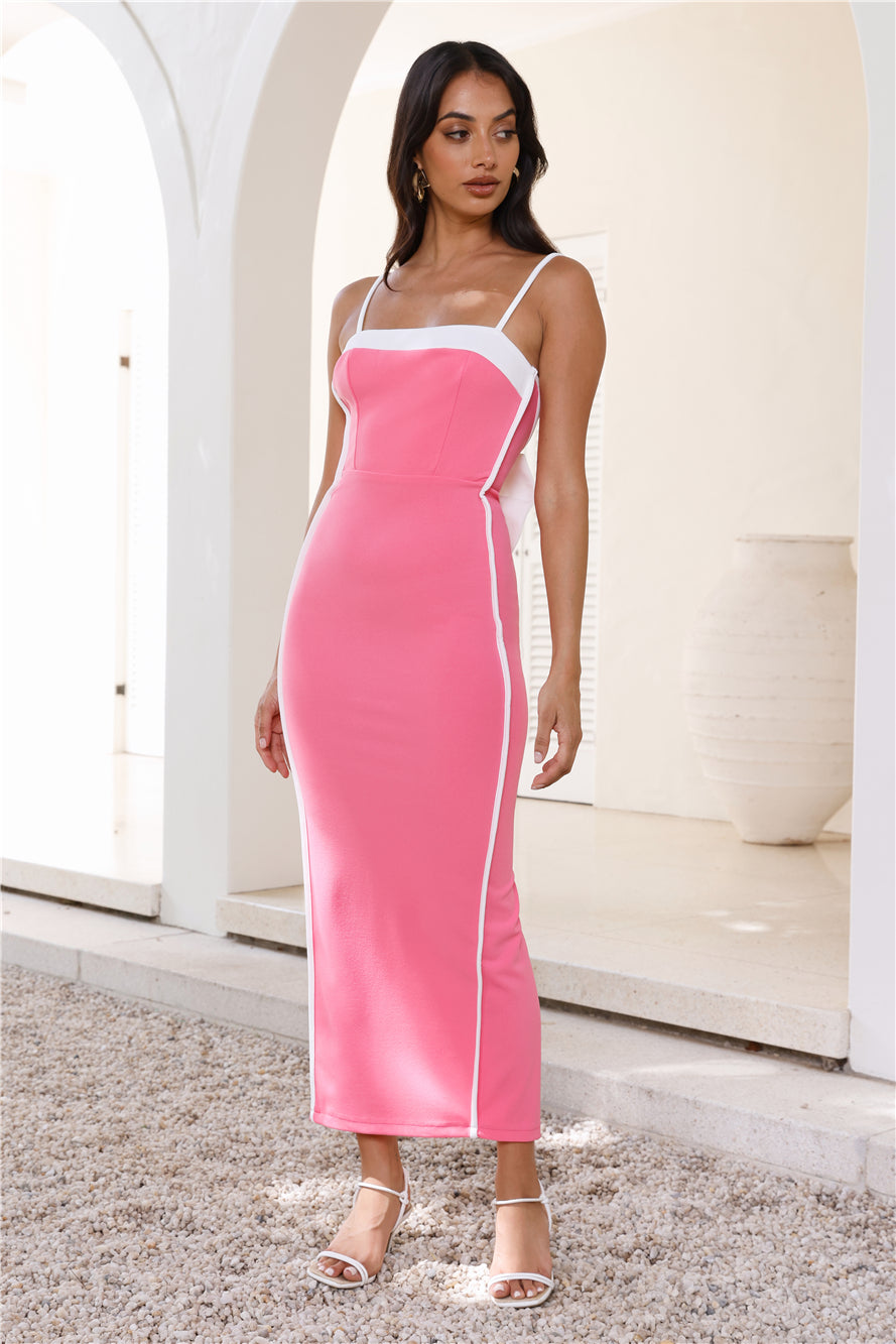 Shop Formal Dress - Champagne Status Maxi Dress Hot Pink fifth image