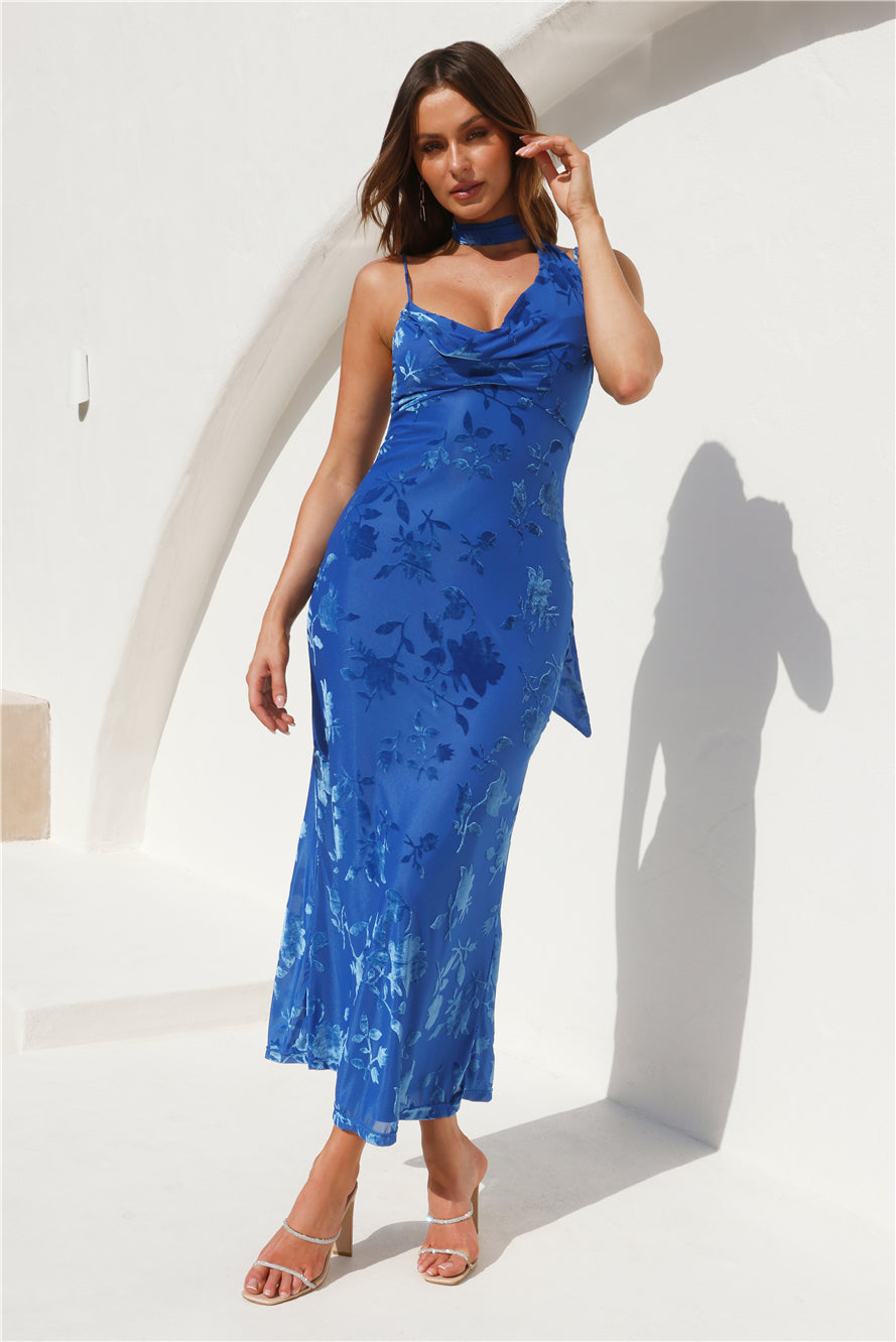 Shop Formal Dress - Mysterious Lover Maxi Dress Blue sixth image