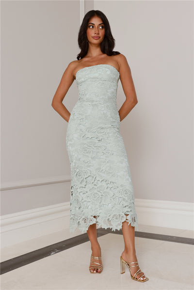 Timeless Classic Strapless Lace Maxi Dress Sage