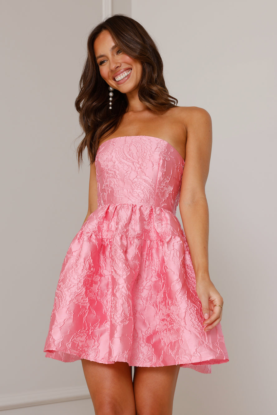 Shop Formal Dress - Silhouette Of Dreams Strapless Mini Dress Pink sixth image
