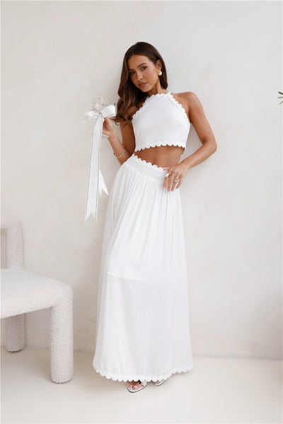 Linked Together Maxi Skirt White