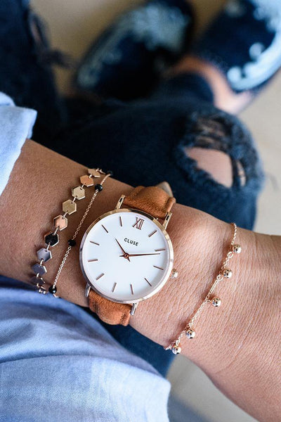 CLUSE Minuit Watch Rose Gold White/Caramel | Hello Molly