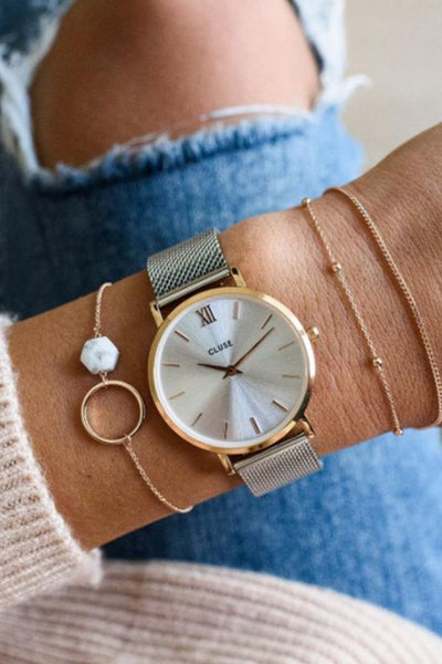 CLUSE Minuit Mesh Watch Rose Gold/Silver | Hello Molly
