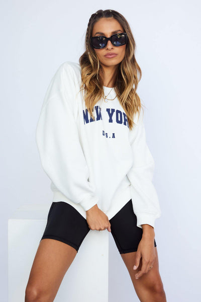 College Essential Sweater White | Hello Molly