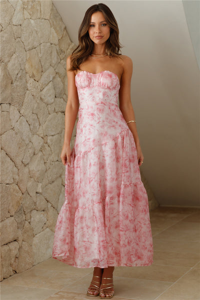 Her Best Version Strapless Maxi Dress Pink