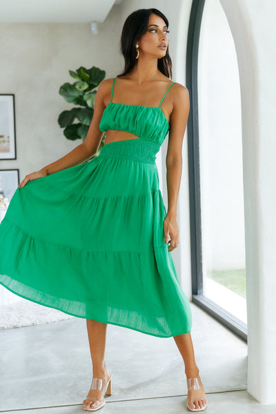 Get Lost In Your Eyes Midi Dress Green