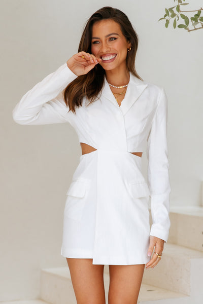 RUNAWAY Azima Blazer Dress White