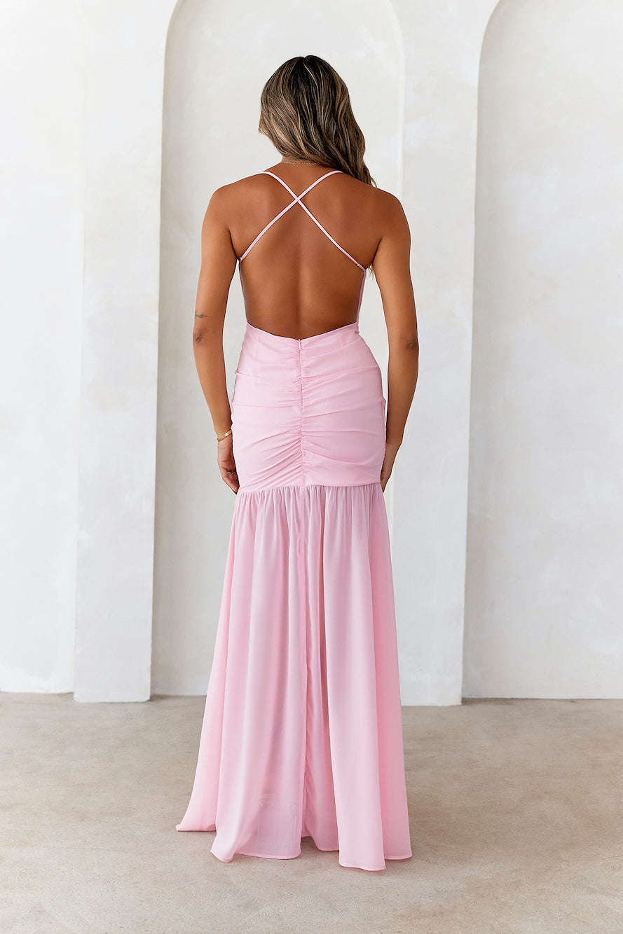 Shop Formal Dress - DEAR EMILIA Flawless Fit Maxi Dress Pink fourth image