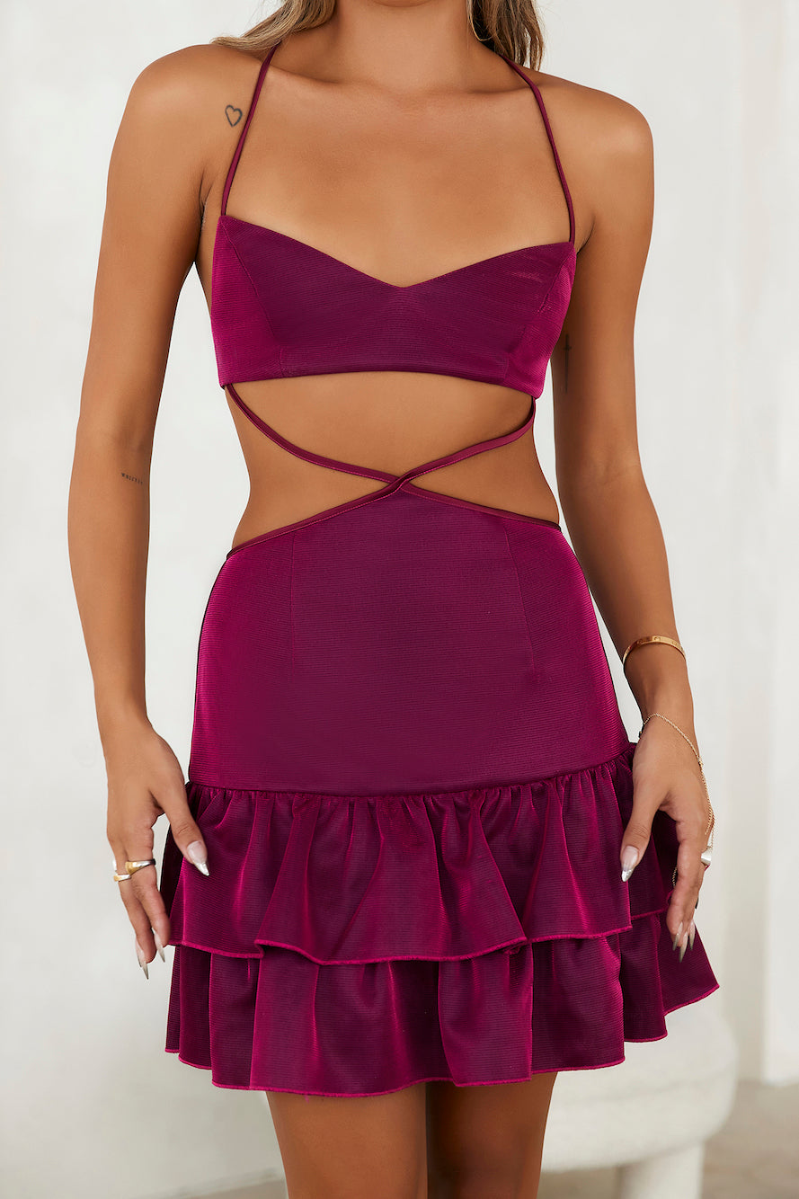 Shop Formal Dress - Carousel Mini Dress Berry third image