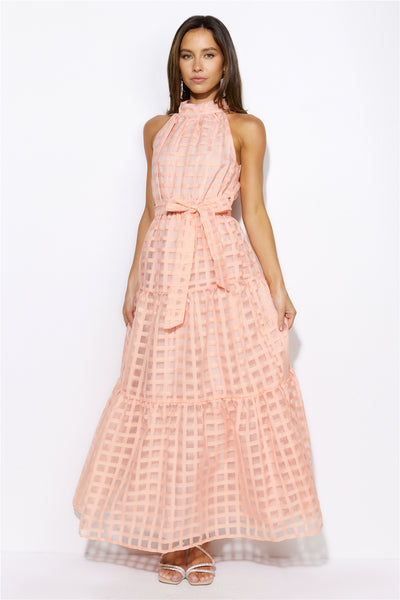 Summertime Picnic Maxi Dress Peach