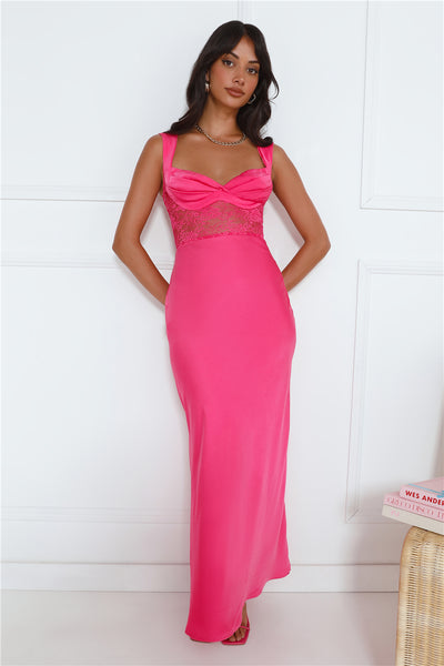 Permission To Party Satin Maxi Dress Pink
