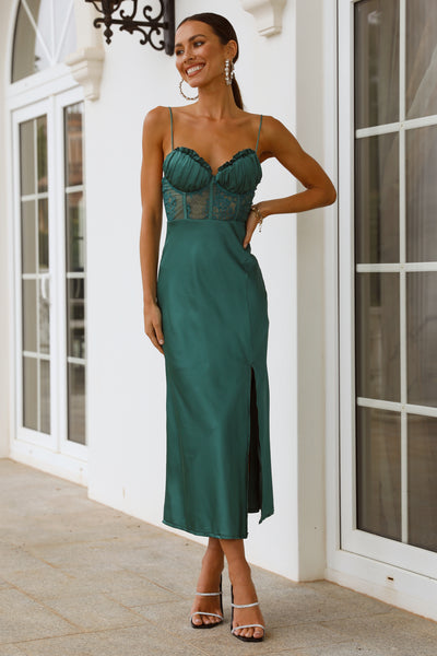 Go For The Crown Midi Dress Emerald