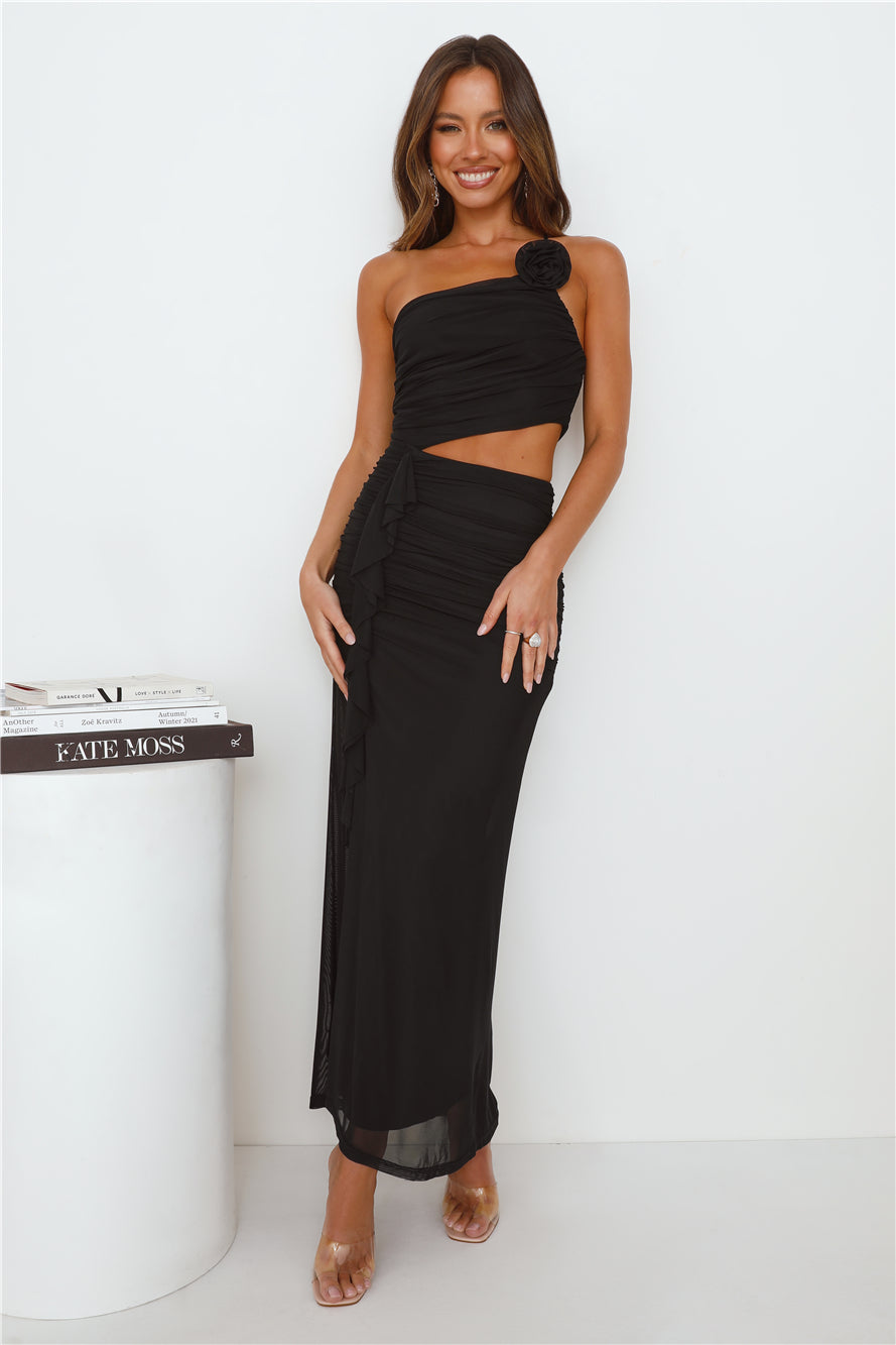 Shop Formal Dress - Another Party One Shoulder Mesh Maxi Dress Black secondary image