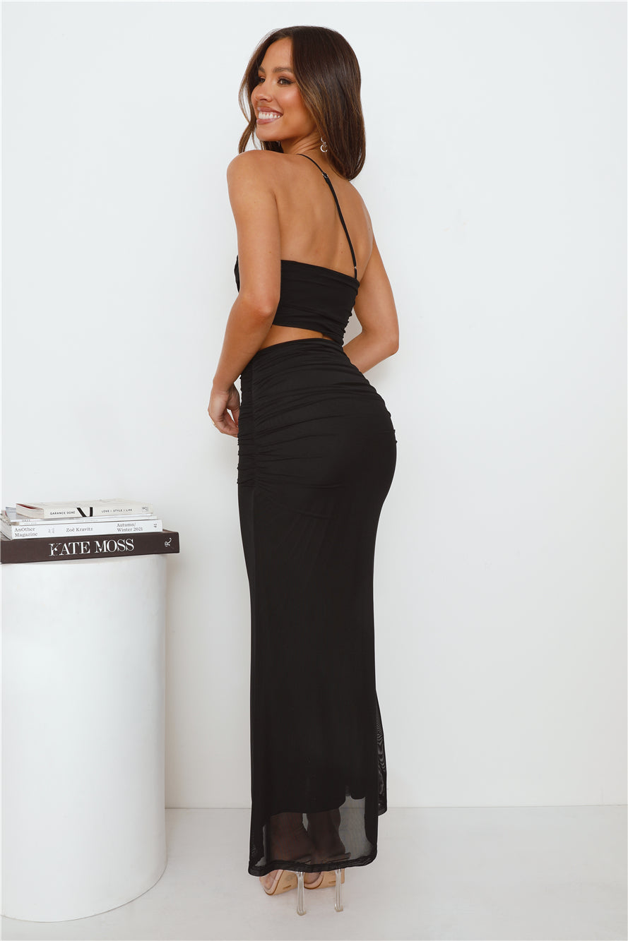Shop Formal Dress - Another Party One Shoulder Mesh Maxi Dress Black sixth image
