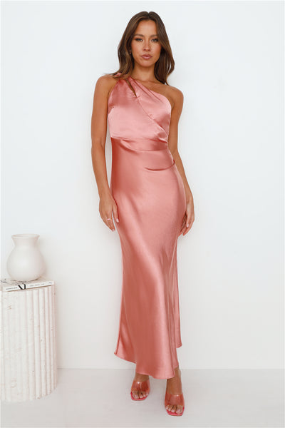 Ready On Time One Shoulder Midi Dress Rose