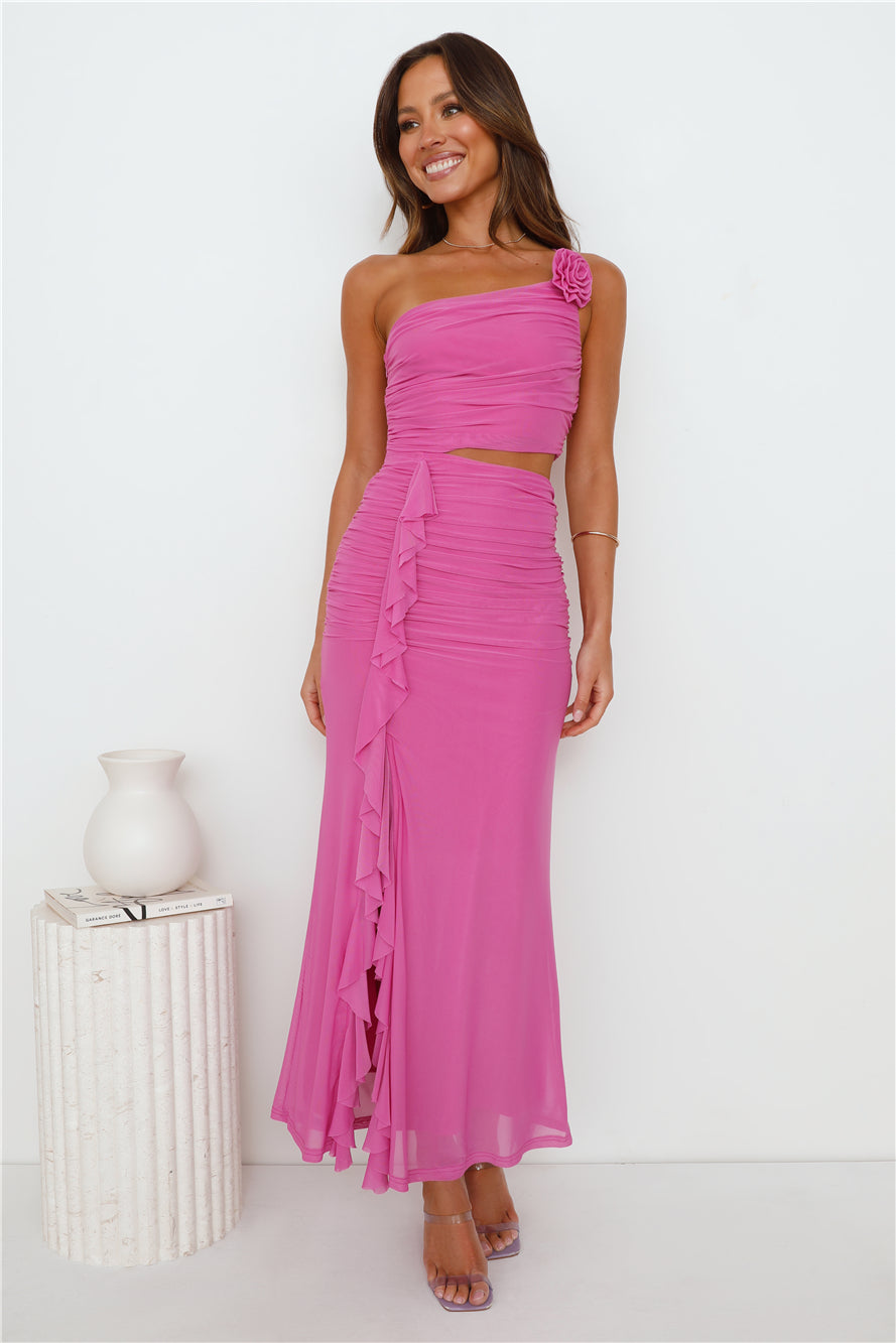 Shop Formal Dress - Another Party One Shoulder Mesh Maxi Dress Purple featured image