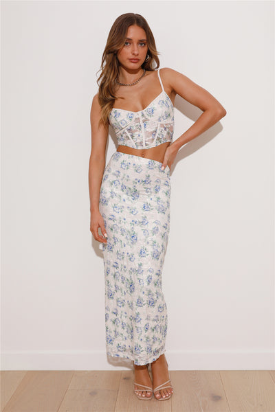 Dainty Touch Lace Maxi Skirt Blue
