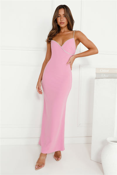 Crystal Glitz Maxi Dress Pink