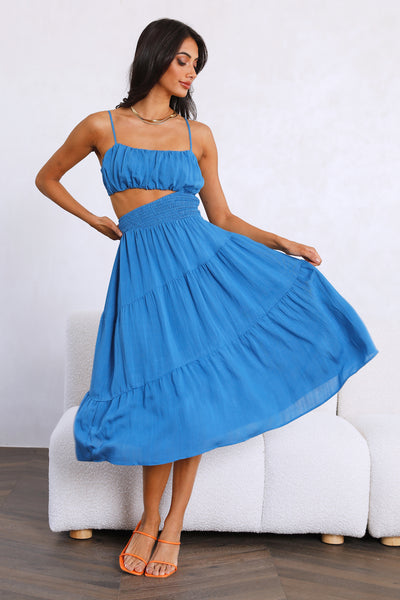 Get Lost In Your Eyes Midi Dress Blue