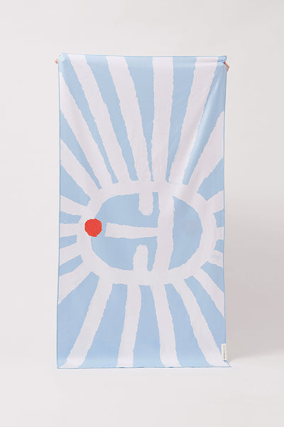 SUNNYLIFE Microfibre Towel Sun Face Blue White