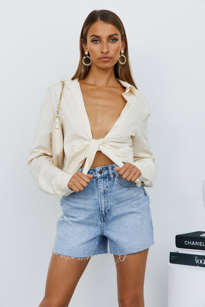 LIONESS Giza Plunge Top Off White