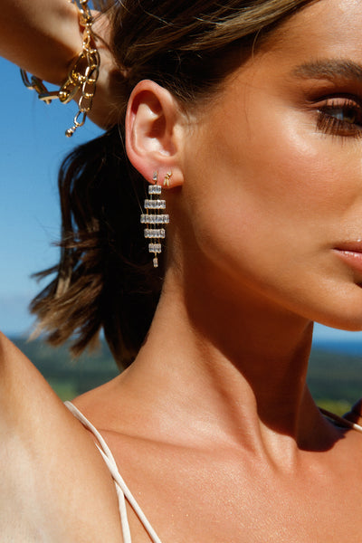 Crystal Chandelier Earrings Gold