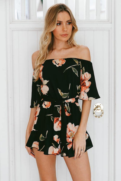 Aerial Love Playsuit Black | Hello Molly