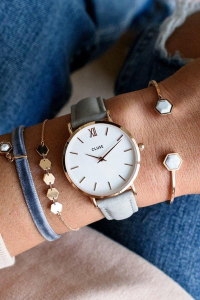 CLUSE Minuit Watch Rose Gold White/Grey | Hello Molly