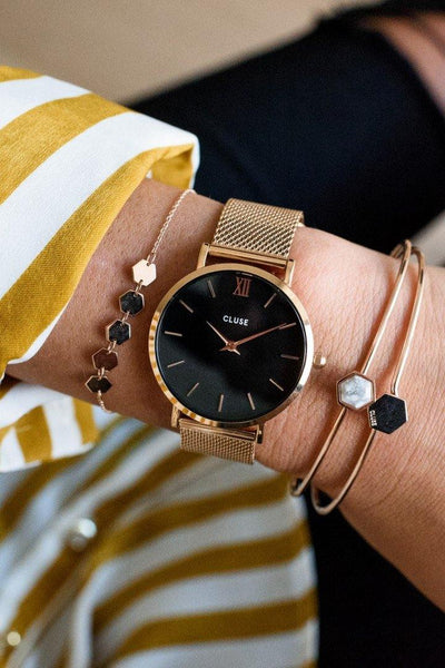 CLUSE Minuit Watch Mesh Rose Gold/Black | Hello Molly