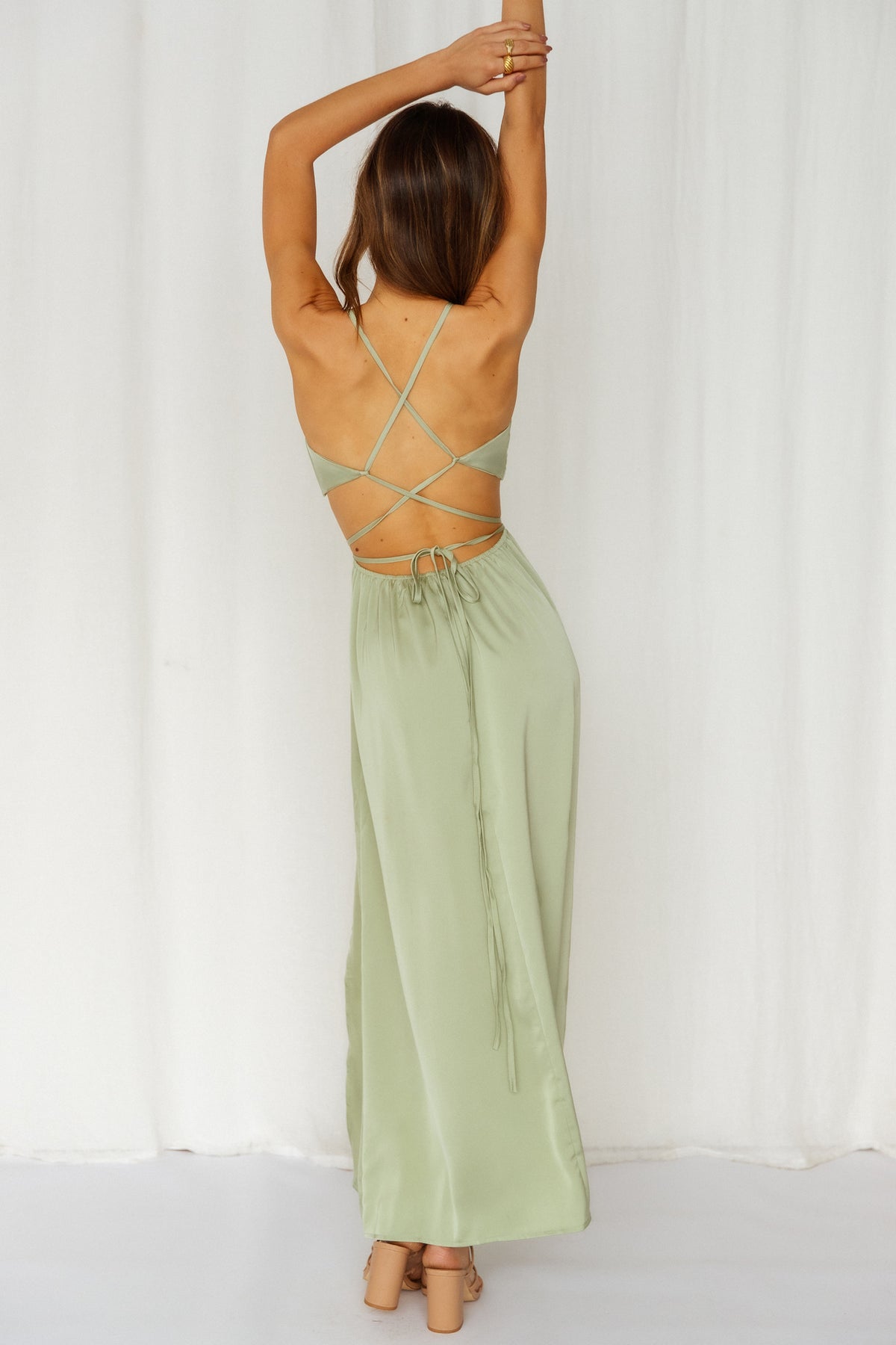 Shop Formal Dress - Reveal Your Mind Midi Dress Sage sixth image