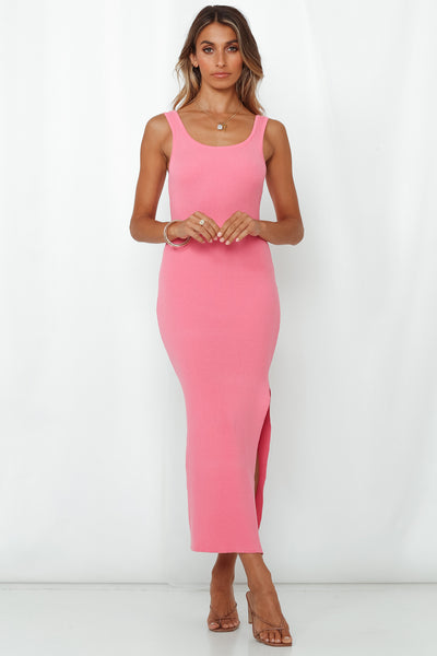Bougie And Unapologetic Midi Dress Hot Pink