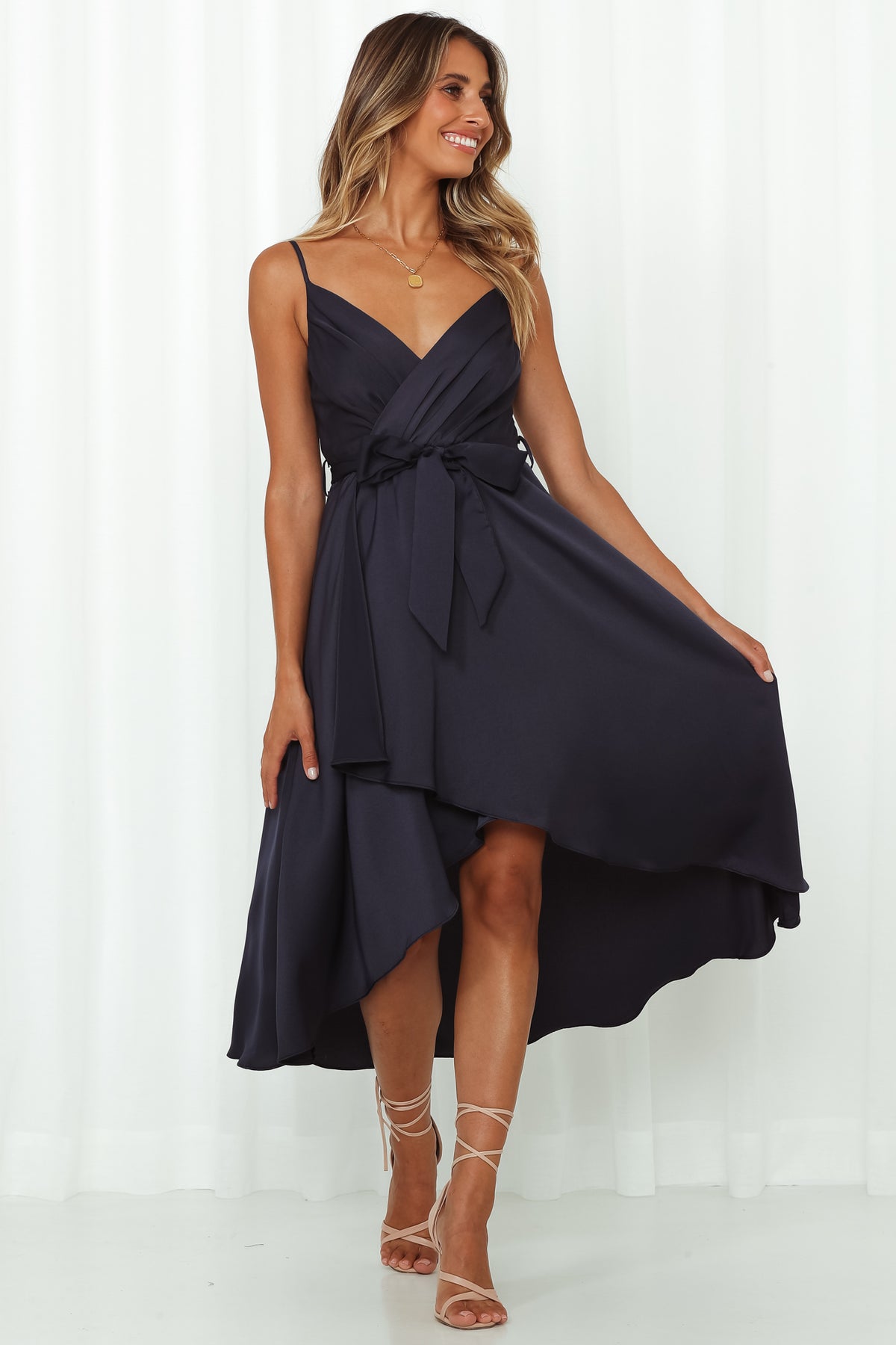 Shop Formal Dress - Fuel To My Fire Midi Dress Navy featured image