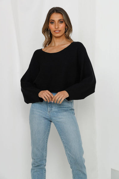 Private And Confidential Knit Top Black | Hello Molly