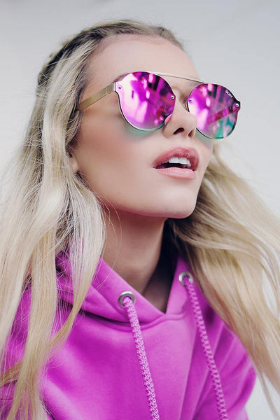 QUAY Camden Heights Sunglasses Gold Pink | Hello Molly