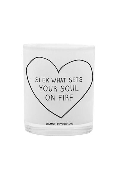 DAMSELFLY COLLECTIVE Seek What Sets Your Soul On Fire Candle | Hello Molly
