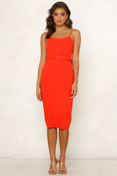 Caught Your Ego Midi Dress Red